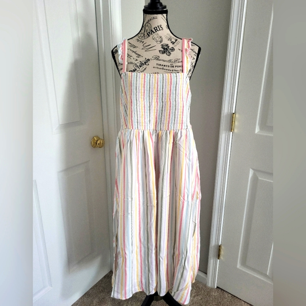 Striped Sleeveless Midi Dress